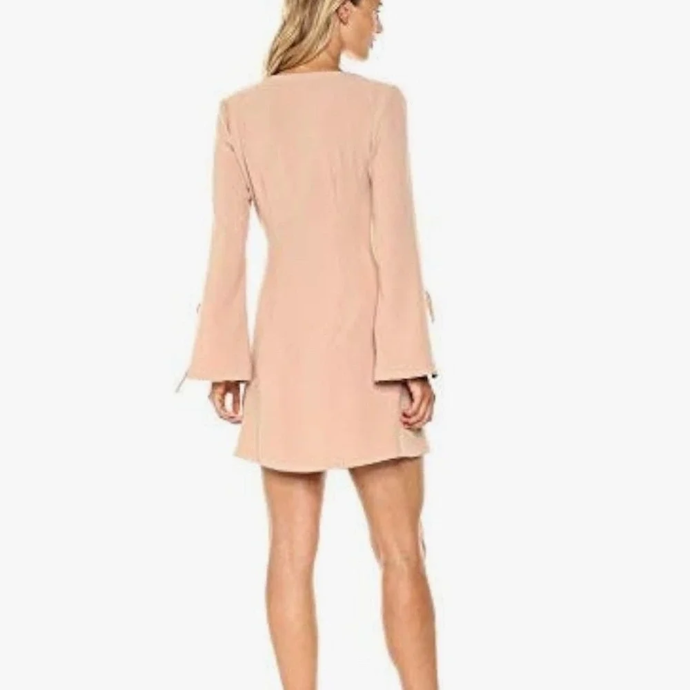 The Fifth Label beige Jeanne mini dress bell long sleeve button down‎ size small